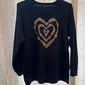 torrid Black Sweatshirt with Taupe Heart Graphic